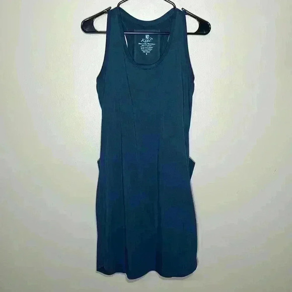 Kuhl EUC Adeline Blue Performance Dress Crew Neck Racer Back Size Small Pockets - Picture 2 of 11